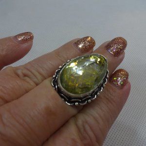 Unique "GOLD RUTILE" Handmade Sterling Ring Size 8 #620A